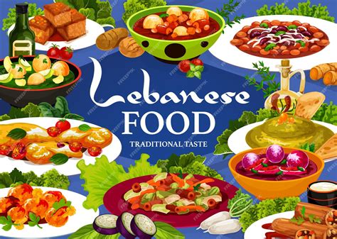 Premium Vector Lebanese Food Menu Cover With Arab Cuisine Dishes