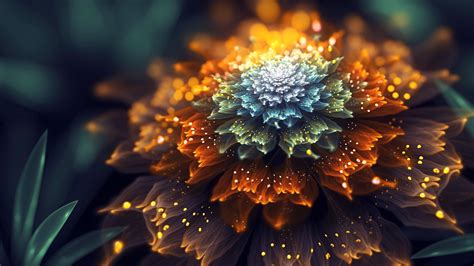 Orange And Blue Fractal Flowers 4k Hd Abstract Wallpapers Hd