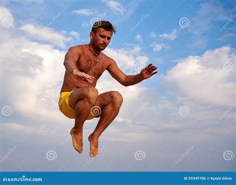Flying Man Over Beautiful Sky Editorial Photo Image Of Figure