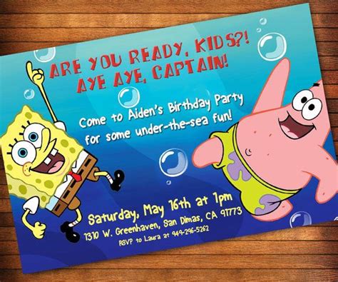 spongebob invitation spongebob and patrick invitation spongebob birthday sponge bob birthday
