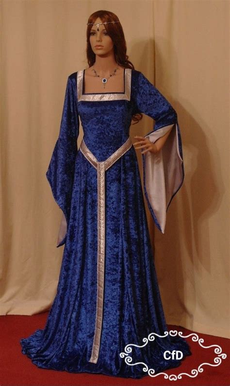 Medieval Dress In Royal Blue With Square Neckline And Girdle Etsy