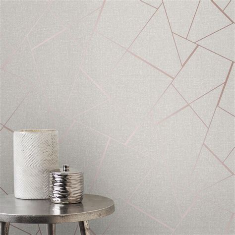 Fine Decor Quartz Fractal Wallpaper Geometric Glitter Metallic Vinyl