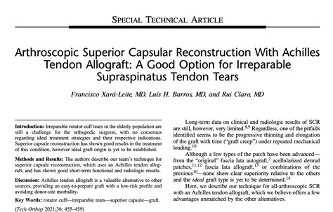 Arthroscopic Superior Capsular Reconstruction With Achilles Tendon Allograft A Good Option For