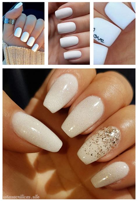 Uñas negras con piedras negras y blancas muy bellas. Uñas acrílicas blancas: Simples, bonitas y elegantes | UñasAcrílicas.Site