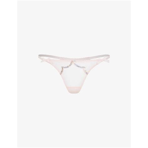 Agent Provocateur Lorna Ouvert Bow Detail Mid Rise Mesh Brief In Pink Lyst Canada