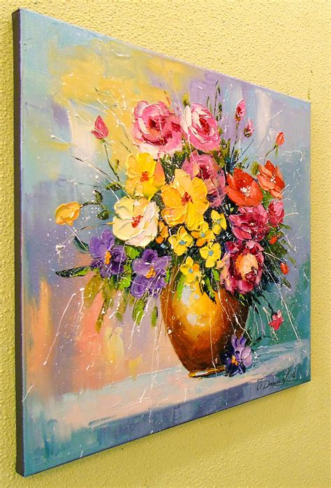 Stylish Flowers In Vase Acrylic Paintings