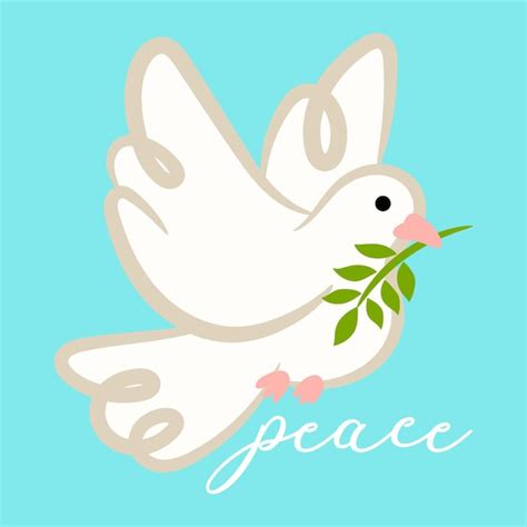 Paloma de la paz con rama de olivo día internacional de la paz Vector