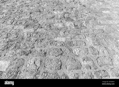 Black And White Old Cobblestone Pavement Texture Ancient Sidewalk
