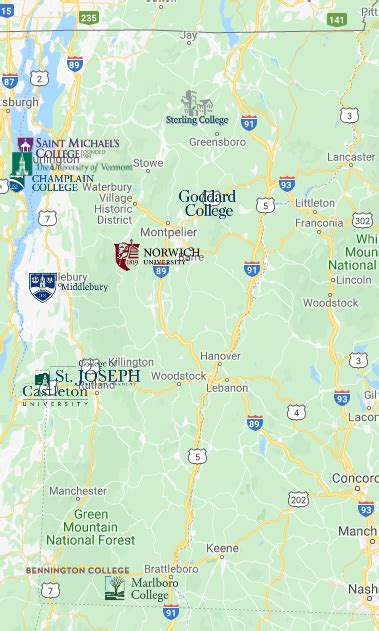 Colleges In Vermont Map Colleges In Vermont