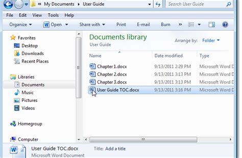 How To Create A Shared Table Of Contents For Multiple Word 2010