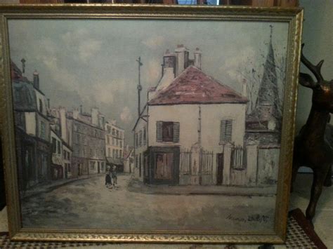 Small Hostelry Signed 1938 Maurice Utrillo V Oil Painting Copy Or