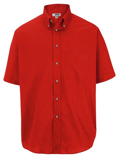 Mens Big And Tall Button Down Short Sleeve Poplin Shirt Red Xlt