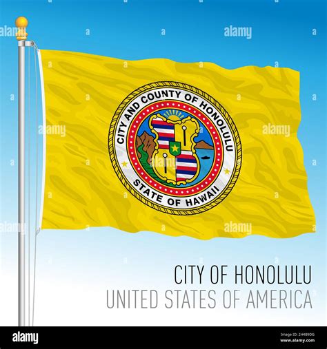 Ciudad De La Bandera De Honolulu Hawaii Estados Unidos Ilustración