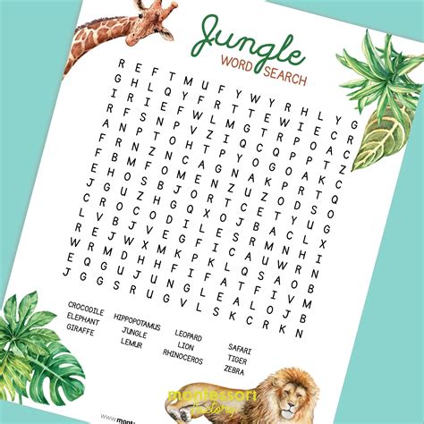 Jungle Animals Word Search Printable Games Etsy In 2022 Jungle Word