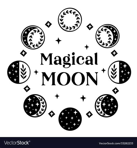 Set Isolated Moon Phases Icons Royalty Free Vector Image