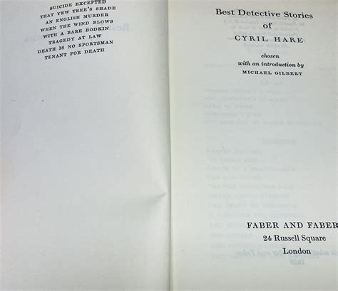 Best Detective Stories Of Cyril Hare By Hare Cyril First