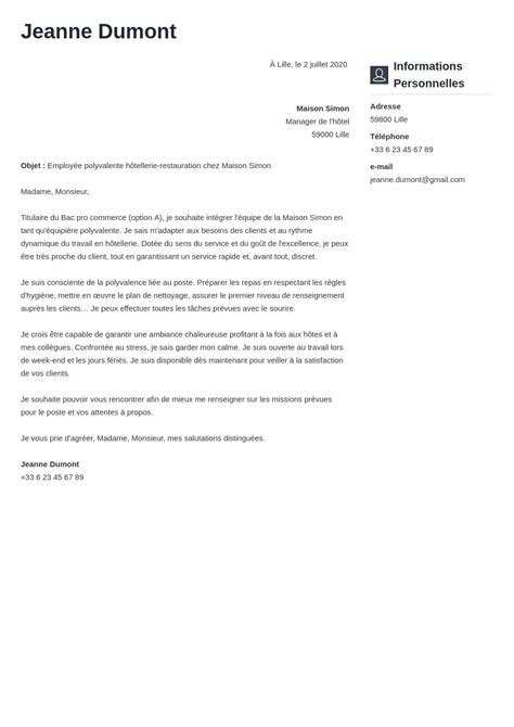 Exemple De Lettre De Motivation Pour Employ Polyvalent