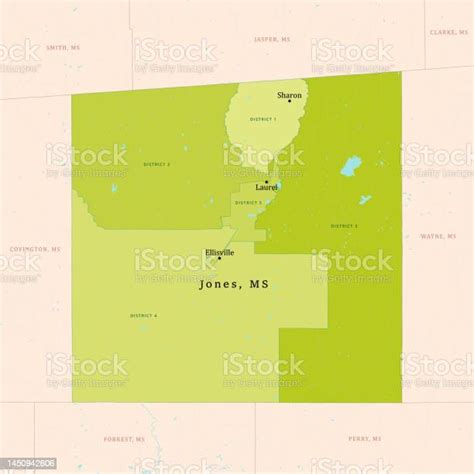 Ms Jones County Vector Map Green Stock Illustration Download Image