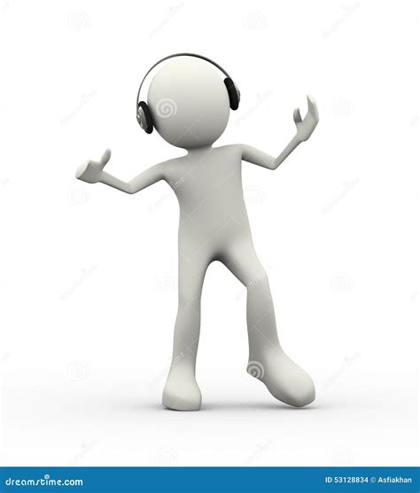 3d Dancing Person Enjoying Headphone Music Stock Illustration Image