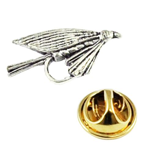 Small Fly Hook Fish Fishing English Pewter Lapel Pin Badge From Ties