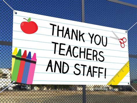 Thank You Teachers And Staff Banner School Sign Teacher And Etsy