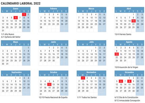 Calendario Laboral 2022ffestivos Y Puentes