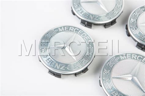 Classic Laurel Silver Emblem Hubcaps Genuine Mercedes Benz A17140001257p70