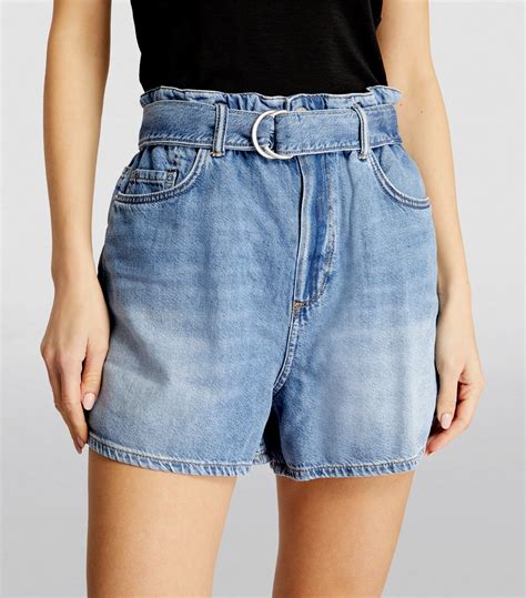 Allsaints Palmer Paperbag Denim Shorts Harrods Id