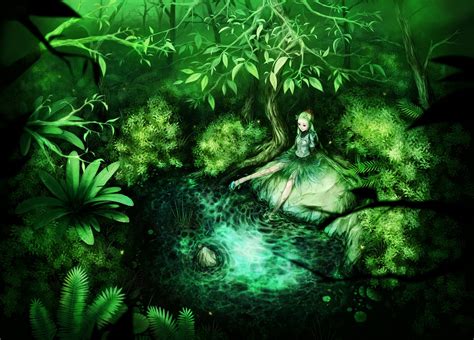 Download Tree Pond Green Fairy Elf Forest Fantasy Druid Hd Wallpaper