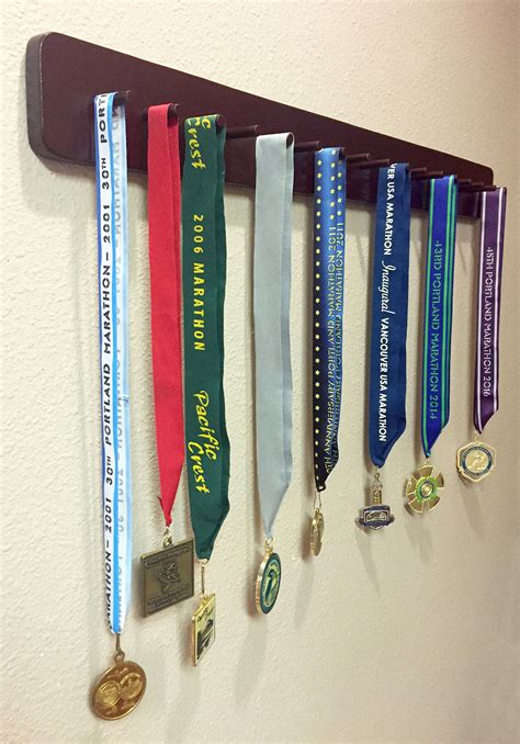 Sports Medals Display Holder 17 Peg 36″ Wide Single Row Rounded