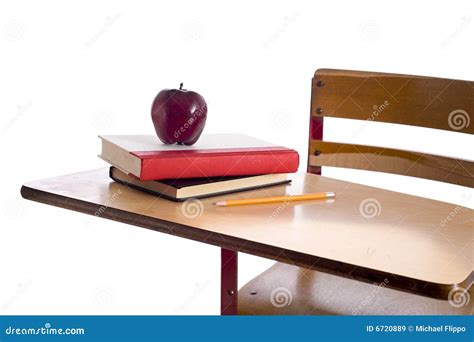 Vintage School Desk With Apple Stock Image Image Of Copy Notebooks