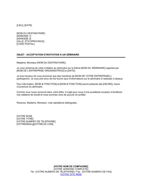 Nom de l'entreprise à l'attention de « civilité nom titre adresse code postal ville. View 21+ Exemple De Lettre De Demande Pour Un Seminaire
