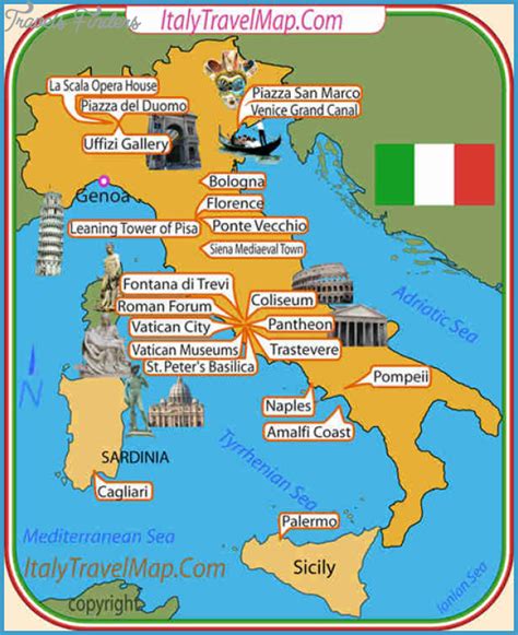 Italy Map Tourist Attractions Travelsfinderscom