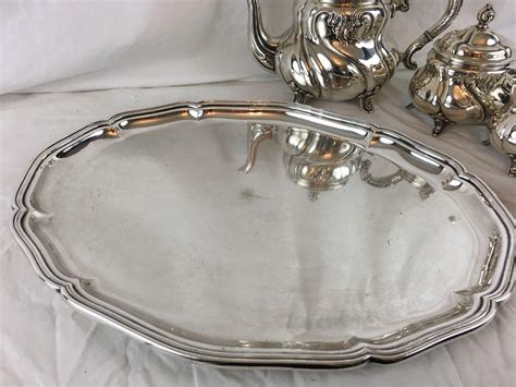 830 Silver Tea Set With Silverplate Tray 20th Century From