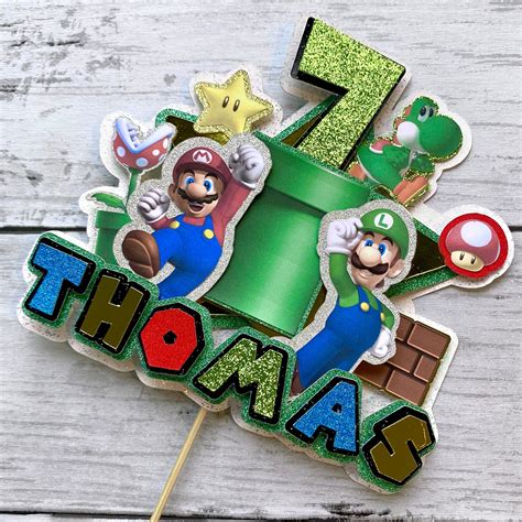 Super Mario Bros Personalised Birthday Cake Topper Age And Etsy