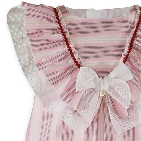 Miranda 2020 Spring Summer Girls Pink Caramel Stripes Dress Large Shawl