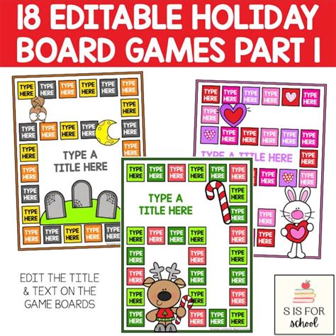 18 Editable Holiday Board Games Any Elementary Gradesubject Etsy