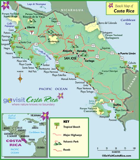 Mapa De Las Playas De Costa Rica Costa Rica Go Visit Costa Rica