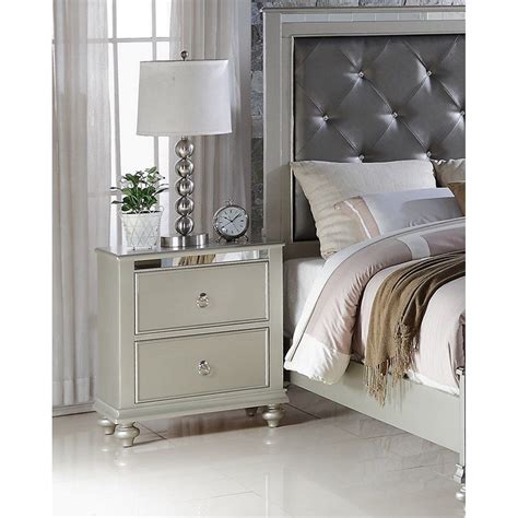 Lyke Home Nevaeh Silver Nightstand Shopping The Best