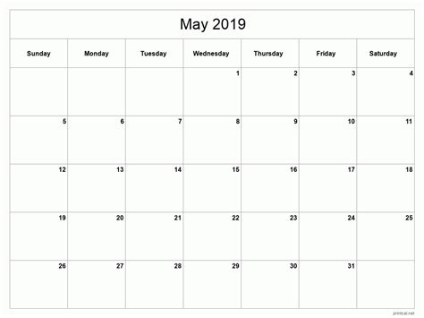 Printable May 2019 Calendar Free Printable Calendars