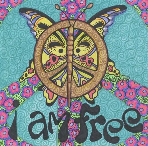 Butterfly Peace Sign Hippie Art Design I Am Free Hippie Love Hippie