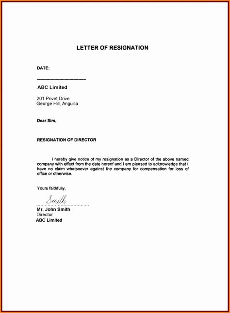 Letter Of Resignation Template Download Fresh Resign Letter Example
