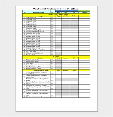 Electrical Quotation Template 10 Word Excel And Pdf Quote