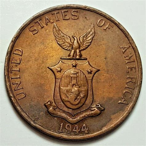 1944 S One Centavo Filipinas United States Of America Us Admin Coin