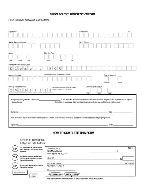 Free Sample Printable Direct Deposit Forms In Pdf