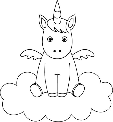 Unicorn Sitting On Cloud Coloring Page Download Print Or Color