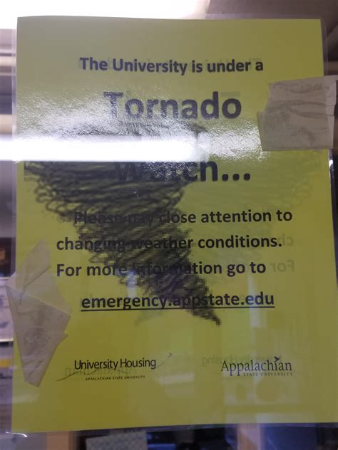 The following atmospheric signs should be taken as a warning of a developing or incoming a funnel cloud is often a signature sign of a tornado, but waiting to see a funnel is not a reliable way to spot a. This tornado warning sign in my dorm : CrappyDesign