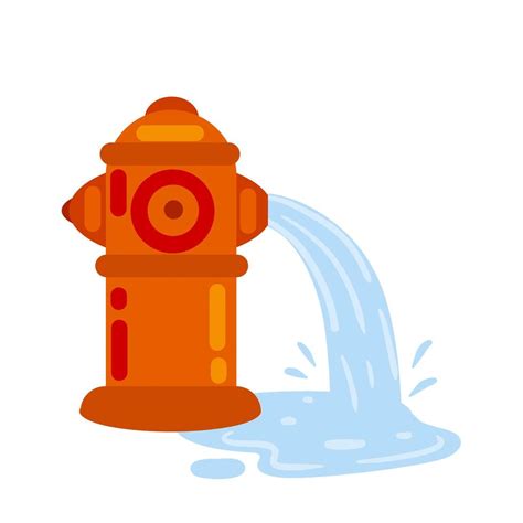 Fire Hydrant Flat Cartoon Illustration Red Icon Of Fire Fighting Tool