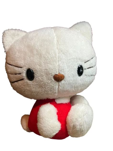Vintage Hello Kitty Sanrio Plush Side Sitting Stuffed Red Corduroy