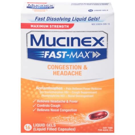 Mucinex Fast Max Severe Cold And Sinus Liquid Gels 16 Ct Kroger